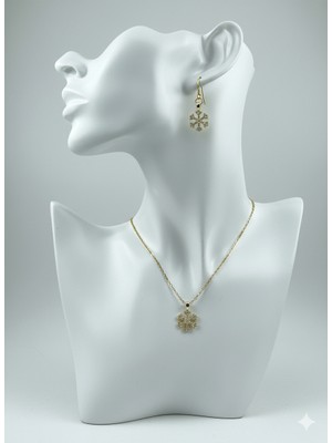 Gülümse Gel Kar Tanesi Model Kolye Küpe Yüzük Bileklik Set Takı Seti 14 Şubat Sevgililer Günü