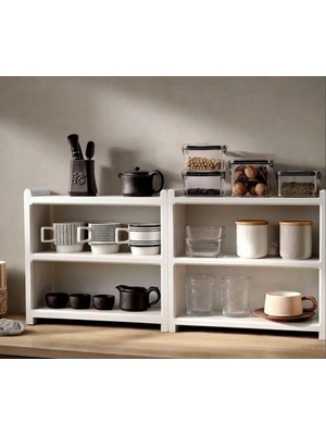 Ceylan Design Çok Amaçlı Mutfak Rafı, Banyo Rafı, Masaüstü Kitaplık Rafı, Beyaz, CD01TUY