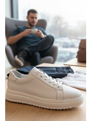Enoch Hakiki Deri Günlük Kalın Taban Erkek Sneaker Comfort Tırtıklı Taban