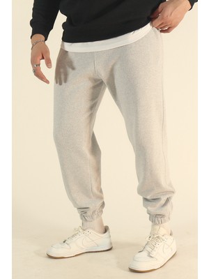 Eydamoon Erkek Gri Kışlık Pamuklu Içi Polarlı Rahat Kesim Paça Lastikli Eşofman Altı