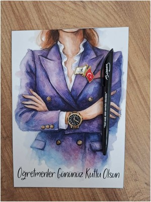 PremiumPort Öğretmenler Günü Için Özel Hediye Kalem ve Rozet Seti