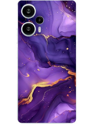 TechTree Poco F5 Uyumlu Ametist Taşı Mor Mermer Baskılı Silikon Kılıf