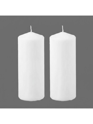 Muka 2 Adet Blok Uzun Mum, Beyaz, 45 Saat Yanar , 14 cm 2 Adet Gönderilecektir.