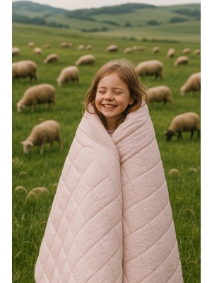 Homewell %100 Saf Ingiliz Yünü Hipoalerjenik Özellikli Yıkanabilir Tek Kişilik Yorgan Pembe