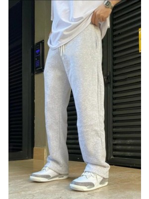 Eydamoon Erkek Kışlık Baggy Kesim Içi Polarlı Bol Paça Eşofman Altı - Gri