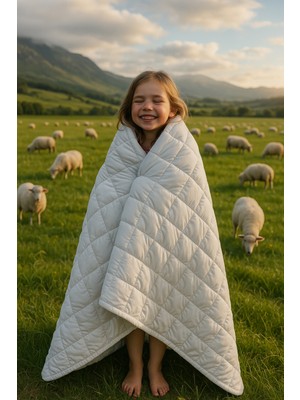 Homewell %100 Saf Ingiliz Yünü Hipoalerjenik Özellikli Yıkanabilir Tek Kişilik Yorgan Beyaz