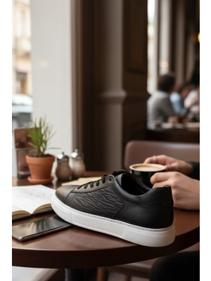 Enoch Hakiki Deri Dalga Desen Garnili Günlük Erkek Sneaker Comfort Taban