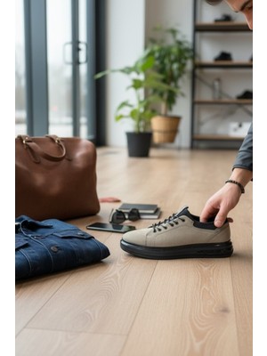Enoch Hakiki Deri Günlük Bağcıklı Erkek Sneaker Comfort Taban