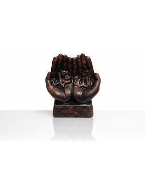 Be Beauty Antik Bakır Renginde Dekoratif Allah & Muhammed Yazılı Dua Eden Eller Heykeli