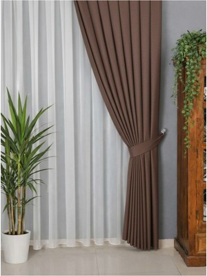 Kahverengi Kadifemsi Kumaş Pileli Fon Perde Petek Dokulu Yüksek Kalite Tek Kanat