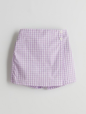 Lc Waikiki Yeni Sezon Beli Lastikli Ekose Kız Çocuk Şort Etek