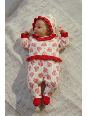 Magu Kız Bebek Pamuklu Kalp Desenli 5 Parça Set