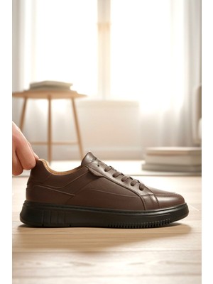 Enoch Hakiki Deri Bağcıklı Erkek Sneaker Ayakkabı Ortopedik Taban