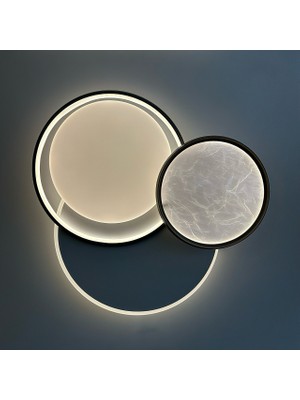 EOS Aydınlatma Lunar Trio: Uzaktan Kumandalı Mermer Dokulu Gece Modlu Modern LED Avize