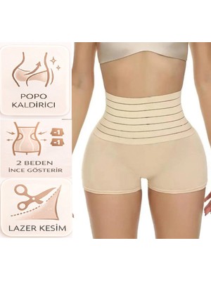 Bipamuk Kadın Yüksek Bel Boxer Korse Lazer Kesim 2 Beden Ince Gösteren Kıyafet Altında Iz Yapmaz
