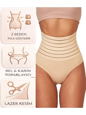 Bipamuk Kadın Yüksek Bel Slip Korse Lazer Kesim 2 Beden Ince Gösteren Dikişsiz