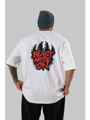 Ankhises Gym , Spor , Fitness Serisi 57 Arka Baskılı Oversize T-Shirt Erkek Kadın Pamuk Bisiklet Yaka Tişort