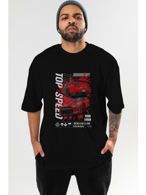 Ankhises Araba Serisi (5) Ön Baskılı Oversize T-Shirt Erkek Kadın Pamuk Bisiklet Yaka Tişort