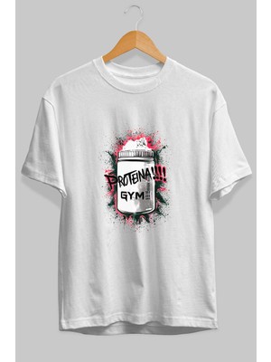 Ankhises Gym , Spor , Fitness Serisi 47 Ön Baskılı Oversize T-Shirt Erkek Kadın Pamuk Bisiklet Yaka Tişort