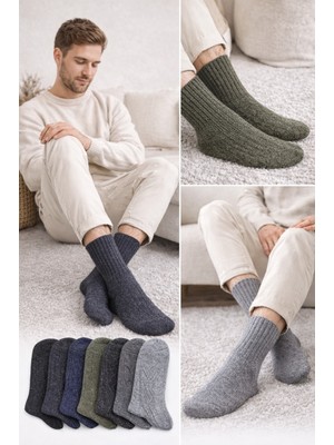 Reflect Your Style 9 Adet Erkek Kışlık Desenli Yün Çorap Koyu Tonlar Asorti 40-44 Numara Uyumlu