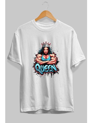 Ankhises Gym , Spor , Fitness Serisi 62 Ön Baskılı Oversize T-Shirt Erkek Kadın Pamuk Bisiklet Yaka Tişort