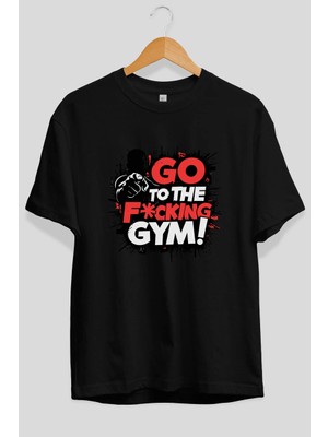 Ankhises Gym , Spor , Fitness Serisi 56 Ön Baskılı Oversize T-Shirt Erkek Kadın Pamuk Bisiklet Yaka Tişort