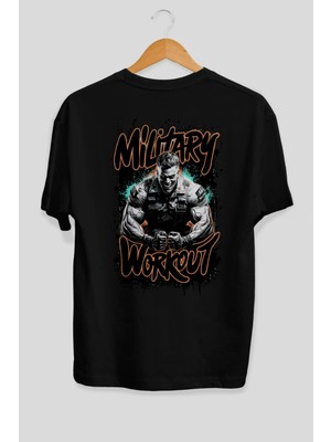 Ankhises Gym , Spor , Fitness Serisi 74 Arka Baskılı Oversize T-Shirt Erkek Kadın Pamuk Bisiklet Yaka Tişort