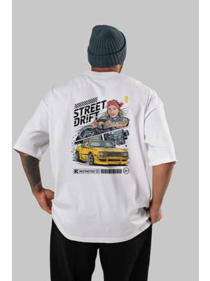 Ankhises Araba Serisi (82) Arka Baskılı Oversize T-Shirt Erkek Kadın Pamuk Bisiklet Yaka Tişort