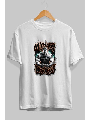 Ankhises Gym , Spor , Fitness Serisi 74 Ön Baskılı Oversize T-Shirt Erkek Kadın Pamuk Bisiklet Yaka Tişort