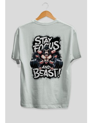 Ankhises Gym , Spor , Fitness Serisi 22 Arka Baskılı Oversize T-Shirt Erkek Kadın Pamuk Bisiklet Yaka Tişort