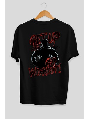 Ankhises Gym , Spor , Fitness Serisi 84 Arka Baskılı Oversize T-Shirt Erkek Kadın Pamuk Bisiklet Yaka Tişort