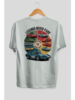 Ankhises Araba Serisi (85) Arka Baskılı Oversize T-Shirt Erkek Kadın Pamuk Bisiklet Yaka Tişort