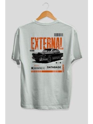 Ankhises Araba Serisi (90) Arka Baskılı Oversize T-Shirt Erkek Kadın Pamuk Bisiklet Yaka Tişort