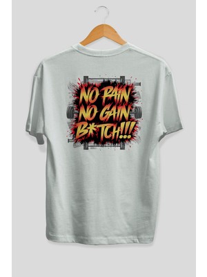 Ankhises Gym , Spor , Fitness Serisi 3 Arka Baskılı Oversize T-Shirt Erkek Kadın Pamuk Bisiklet Yaka Tişort