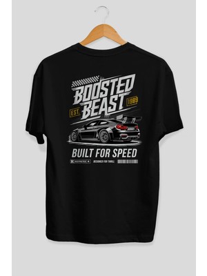 Ankhises Araba Serisi (11) Arka Baskılı Oversize T-Shirt Erkek Kadın Pamuk Bisiklet Yaka Tişort