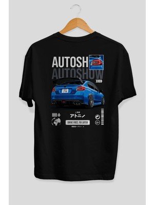 Ankhises Araba Serisi (31) Arka Baskılı Oversize T-Shirt Erkek Kadın Pamuk Bisiklet Yaka Tişort