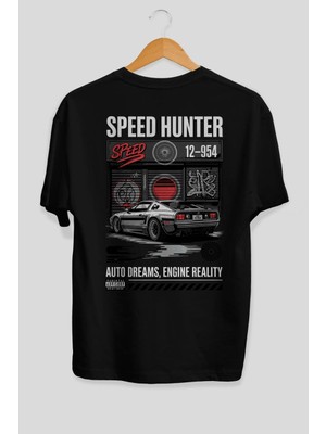 Ankhises Araba Serisi (24) Arka Baskılı Oversize T-Shirt Erkek Kadın Pamuk Bisiklet Yaka Tişort