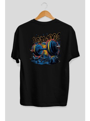 Ankhises Gym , Spor , Fitness Serisi 23 Arka Baskılı Oversize T-Shirt Erkek Kadın Pamuk Bisiklet Yaka Tişort