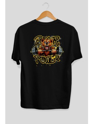 Ankhises Gym , Spor , Fitness Serisi 28 Arka Baskılı Oversize T-Shirt Erkek Kadın Pamuk Bisiklet Yaka Tişort