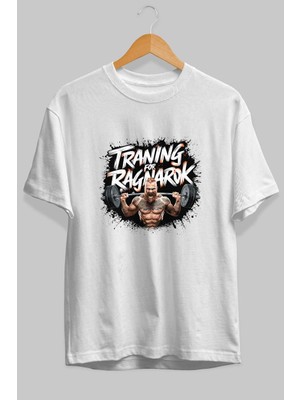 Ankhises Gym , Spor , Fitness Serisi 95 Ön Baskılı Oversize T-Shirt Erkek Kadın Pamuk Bisiklet Yaka Tişort