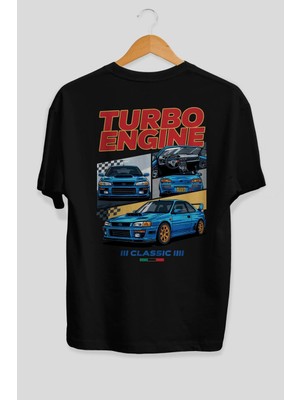 Ankhises Araba Serisi (80) Arka Baskılı Oversize T-Shirt Erkek Kadın Pamuk Bisiklet Yaka Tişort