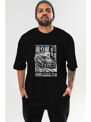 Ankhises Araba Serisi (6) Ön Baskılı Oversize T-Shirt Erkek Kadın Pamuk Bisiklet Yaka Tişort
