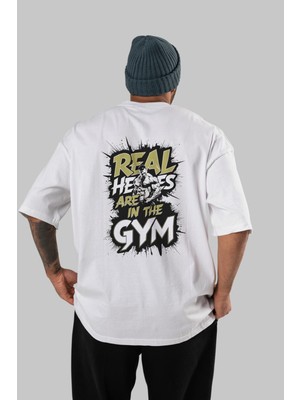 Ankhises Gym , Spor , Fitness Serisi 6 Arka Baskılı Oversize T-Shirt Erkek Kadın Pamuk Bisiklet Yaka Tişort