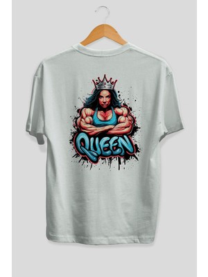 Ankhises Gym , Spor , Fitness Serisi 62 Arka Baskılı Oversize T-Shirt Erkek Kadın Pamuk Bisiklet Yaka Tişort