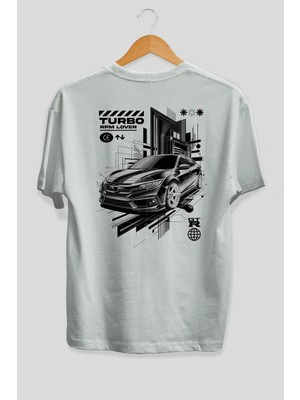 Ankhises Araba Serisi (68) Arka Baskılı Oversize T-Shirt Erkek Kadın Pamuk Bisiklet Yaka Tişort