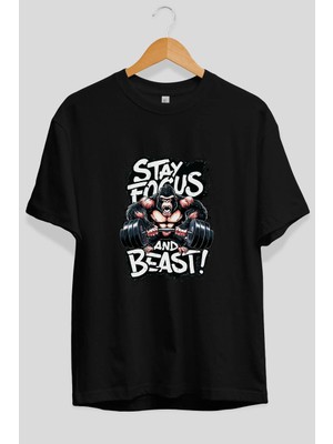 Ankhises Gym , Spor , Fitness Serisi 22 Ön Baskılı Oversize T-Shirt Erkek Kadın Pamuk Bisiklet Yaka Tişort