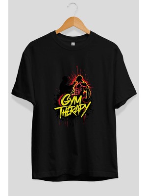 Ankhises Gym , Spor , Fitness Serisi 44 Ön Baskılı Oversize T-Shirt Erkek Kadın Pamuk Bisiklet Yaka Tişort