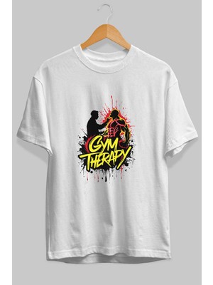 Ankhises Gym , Spor , Fitness Serisi 44 Ön Baskılı Oversize T-Shirt Erkek Kadın Pamuk Bisiklet Yaka Tişort