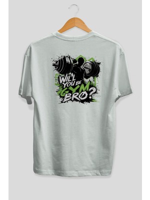 Ankhises Gym , Spor , Fitness Serisi 52 Arka Baskılı Oversize T-Shirt Erkek Kadın Pamuk Bisiklet Yaka Tişort