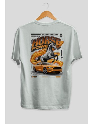 Ankhises Araba Serisi (99) Arka Baskılı Oversize T-Shirt Erkek Kadın Pamuk Bisiklet Yaka Tişort